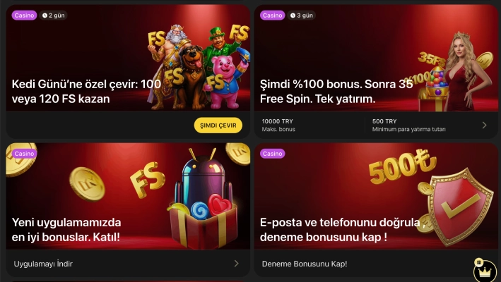 1king promosyonlar sayfasında listelenen aktif bonus kampanya kartları